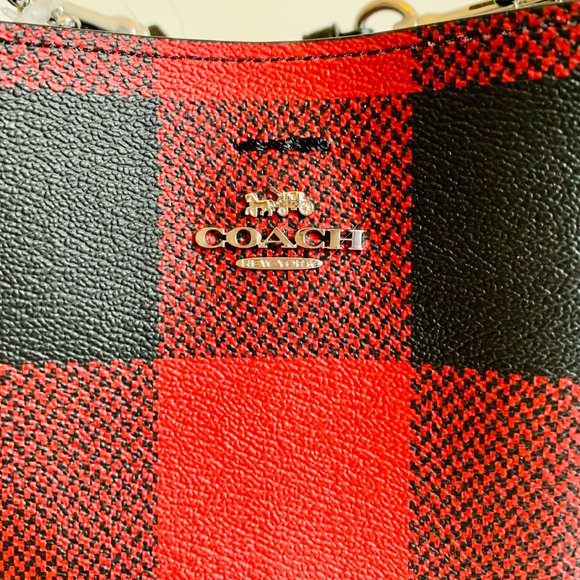 NWT! COACH MINI TOWN BUCKET WITH BUFFALO PLAID PRINT CROSSBODY BAG - Picture 3 of 11